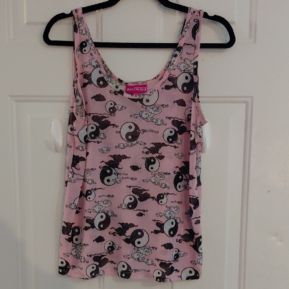 Pink Yin Yang Print Tank Top XL 2XL Westwind